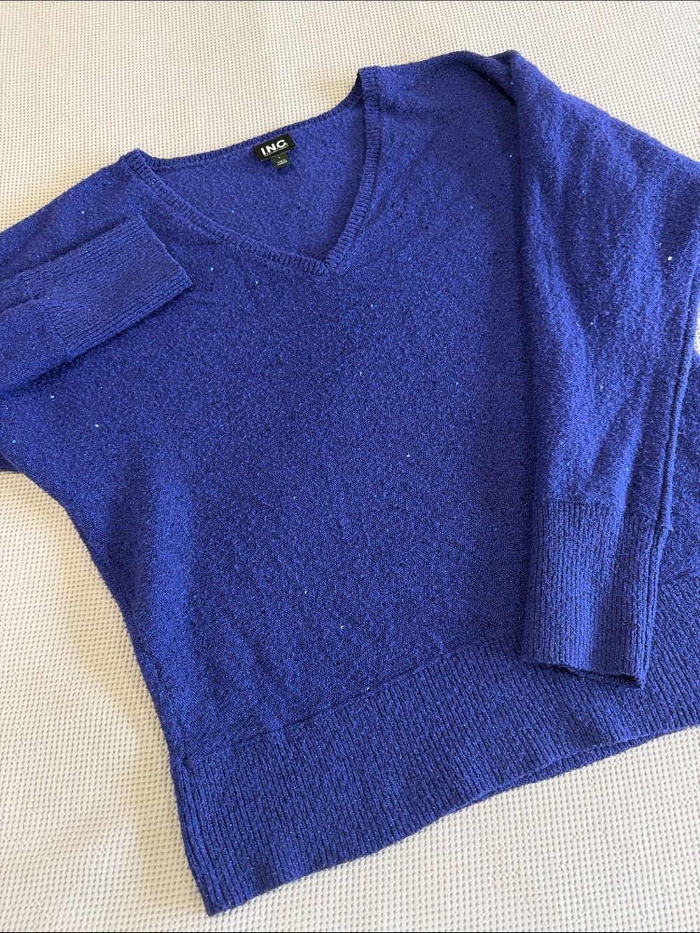 INC International Concepts V-Neck Sweater in Deep Blue